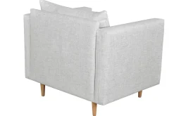 Miliboo Fauteuil Design|Voir Tous Les Fauteuils-Fauteuil en tissu gris clair et bois clair GIADA