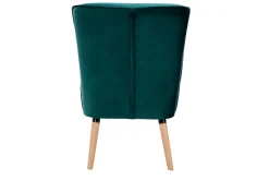 Miliboo Fauteuil Design|Voir Tous Les Fauteuils-Fauteuil en tissu velours bleu pétrole et bois clair KAHLO