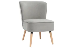 Miliboo Fauteuil Design|Voir Tous Les Fauteuils-Fauteuil en tissu velours gris clair et bois clair KAHLO