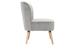 Miliboo Fauteuil Design|Voir Tous Les Fauteuils-Fauteuil en tissu velours gris clair et bois clair KAHLO