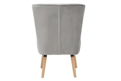 Miliboo Fauteuil Design|Voir Tous Les Fauteuils-Fauteuil en tissu velours gris clair et bois clair KAHLO
