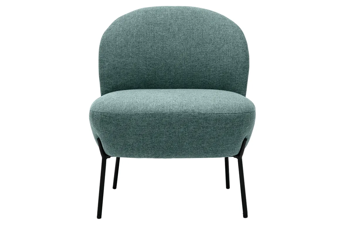 Miliboo Fauteuil Design|Voir Tous Les Fauteuils-Fauteuil en tissu vert de gris et métal noir BELEY
