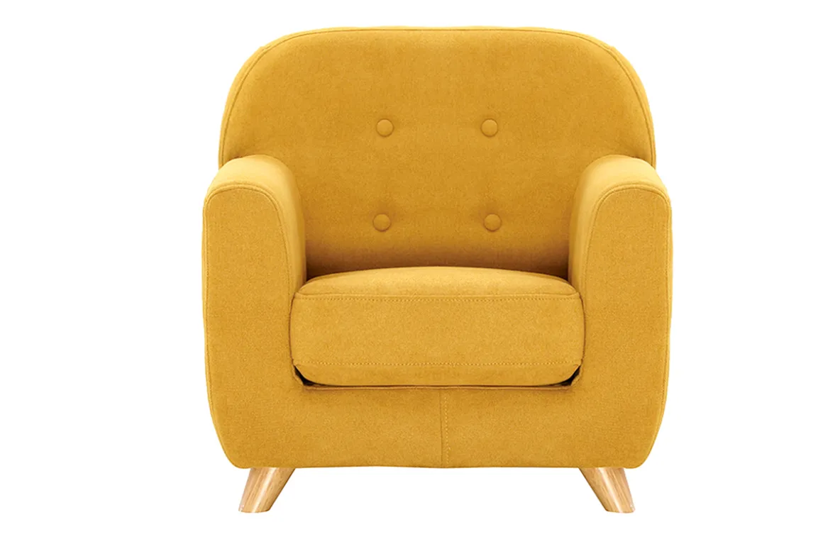 Miliboo Fauteuil Enfant-Fauteuil enfant scandinave en tissu effet velours jaune moutarde et bois clair NORKID