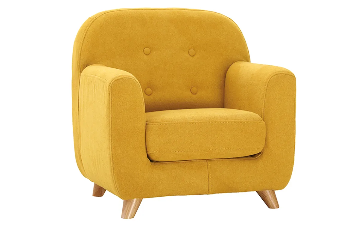 Miliboo Fauteuil Enfant-Fauteuil enfant scandinave en tissu effet velours jaune moutarde et bois clair NORKID