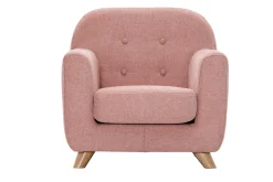 Miliboo Fauteuil Enfant-Fauteuil enfant scandinave en tissu effet velours texturé rose et bois clair NORKID