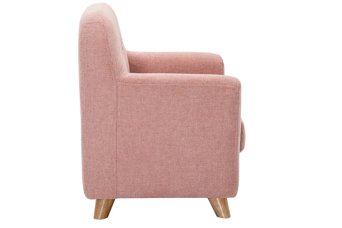 Miliboo Fauteuil Enfant-Fauteuil enfant scandinave en tissu effet velours texturé rose et bois clair NORKID