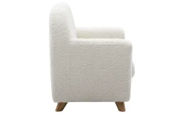 Miliboo Fauteuil Enfant-Fauteuil enfant scandinave en tissu effet laine bouclée blanc et bois clair NORKID