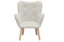 Miliboo Fauteuil Enfant-Fauteuil enfant scandinave en tissu effet velours texturé beige et bois clair BABY BRISTOL