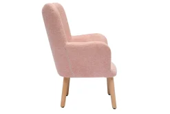 Miliboo Fauteuil Enfant-Fauteuil enfant scandinave en tissu effet velours texturé rose et bois clair BABY BRISTOL