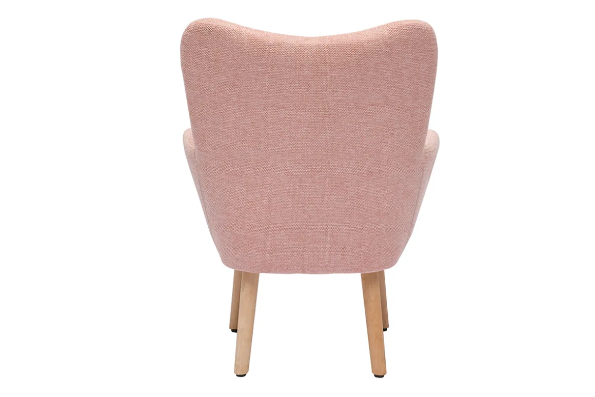 Miliboo Fauteuil Enfant-Fauteuil enfant scandinave en tissu effet velours texturé rose et bois clair BABY BRISTOL