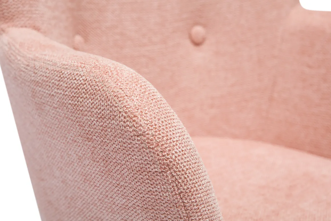 Miliboo Fauteuil Enfant-Fauteuil enfant scandinave en tissu effet velours texturé rose et bois clair BABY BRISTOL