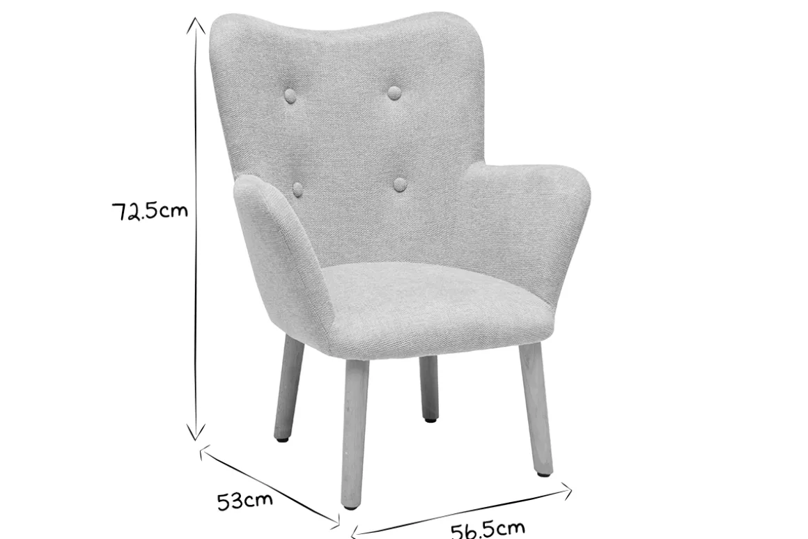 Miliboo Fauteuil Enfant-Fauteuil enfant scandinave en tissu effet velours texturé rose et bois clair BABY BRISTOL