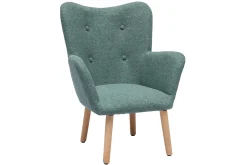 Miliboo Fauteuil Enfant-Fauteuil enfant scandinave en tissu vert de gris et bois clair BABY BRISTOL