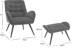 Miliboo Fauteuil Design|Voir Tous Les Fauteuils-Fauteuil et repose-pieds design en tissu velours côtelé vert et métal noir ZOE