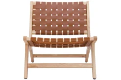 Miliboo Fauteuil Design|Voir Tous Les Fauteuils-Fauteuil ethnique en bois et sangles tressées marron BONDI