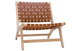 Miliboo Fauteuil Design|Voir Tous Les Fauteuils-Fauteuil ethnique en bois et sangles tressées marron BONDI