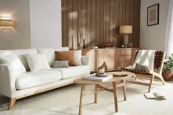 Miliboo Fauteuil Design|Voir Tous Les Fauteuils-Fauteuil ethnique en bois et sangles tressées marron BONDI