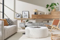 Miliboo Fauteuil Design|Voir Tous Les Fauteuils-Fauteuil ethnique en bois et sangles tressées marron BONDI