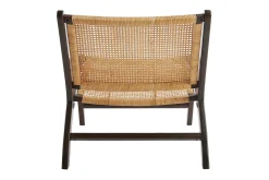 Miliboo Fauteuil Design|Voir Tous Les Fauteuils-Fauteuil ethnique en bois teck massif teinté noyer et cannage en rotin naturel HAMMA