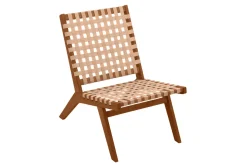 Miliboo Voir Tous Les Fauteuils|Fauteuil-Fauteuil lounge en bois massif et sangles beiges LUCEA