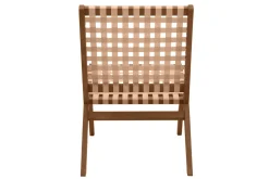 Miliboo Voir Tous Les Fauteuils|Fauteuil-Fauteuil lounge en bois massif et sangles beiges LUCEA