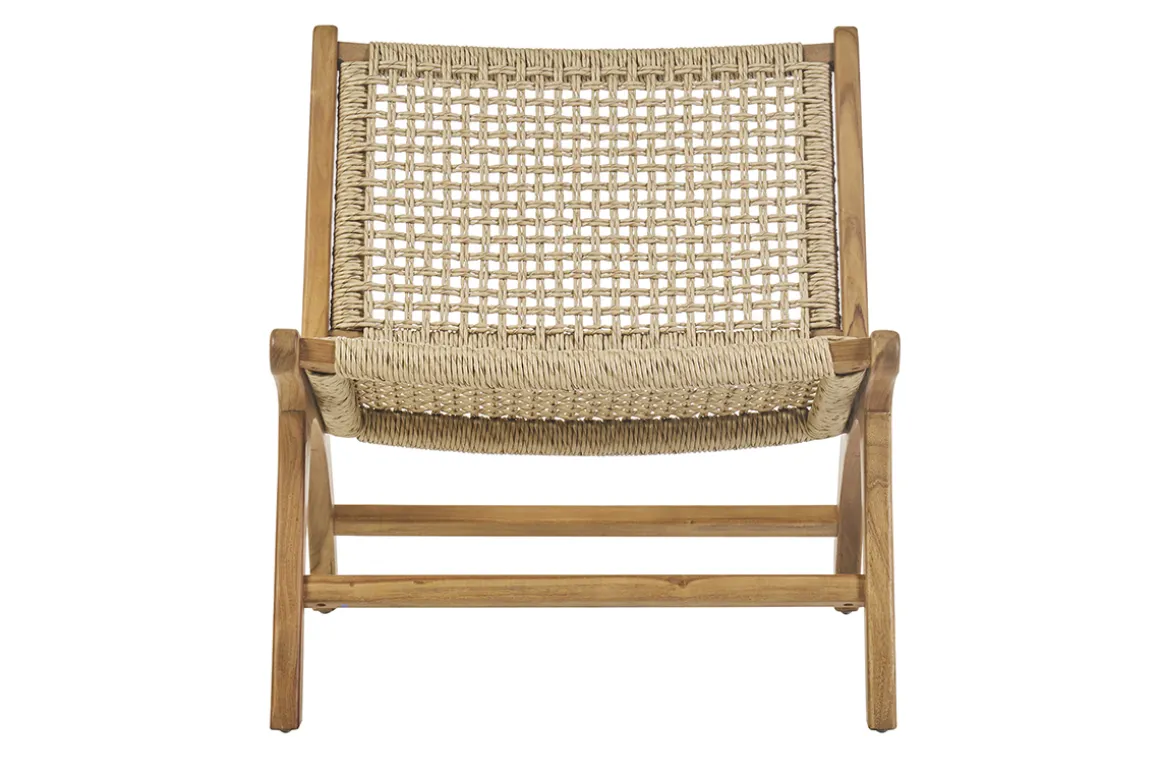 Miliboo Voir Tous Les Fauteuils|Fauteuil-Fauteuil lounge en bois teck massif et corde tressée SUMBA
