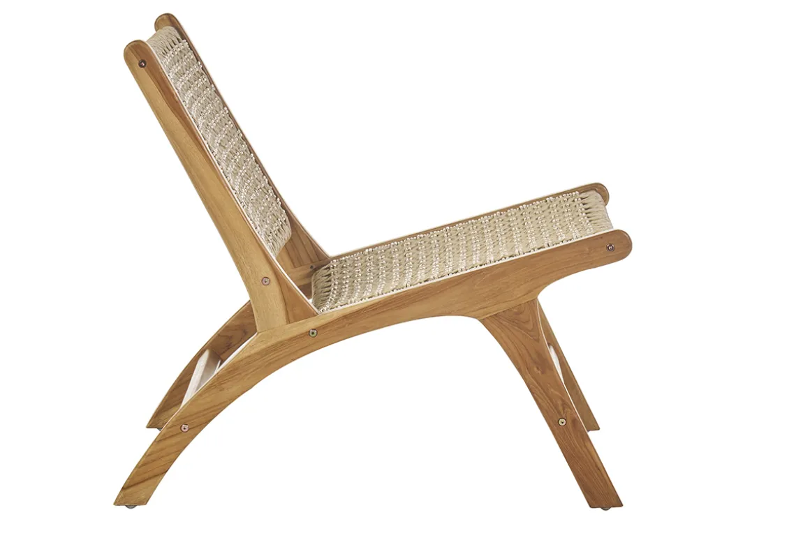 Miliboo Voir Tous Les Fauteuils|Fauteuil-Fauteuil lounge en bois teck massif et corde tressée SUMBA