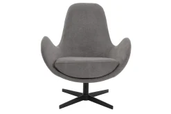 Miliboo Fauteuil Design|Voir Tous Les Fauteuils-Fauteuil pivotant design en tissu effet velours gris et métal noir ANDY