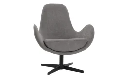Miliboo Fauteuil Design|Voir Tous Les Fauteuils-Fauteuil pivotant design en tissu effet velours gris et métal noir ANDY
