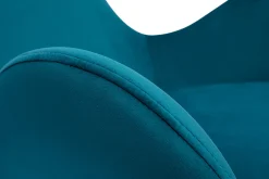 Miliboo Fauteuil Design|Voir Tous Les Fauteuils-Fauteuil pivotant design en tissu velours gaufré bleu canard et métal noir ANDY