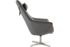 Miliboo Fauteuil Design|Voir Tous Les Fauteuils-Fauteuil pivotant design en tissu gris foncé et acier chromé AMADEO