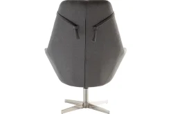 Miliboo Fauteuil Design|Voir Tous Les Fauteuils-Fauteuil pivotant design en tissu gris foncé et acier chromé AMADEO