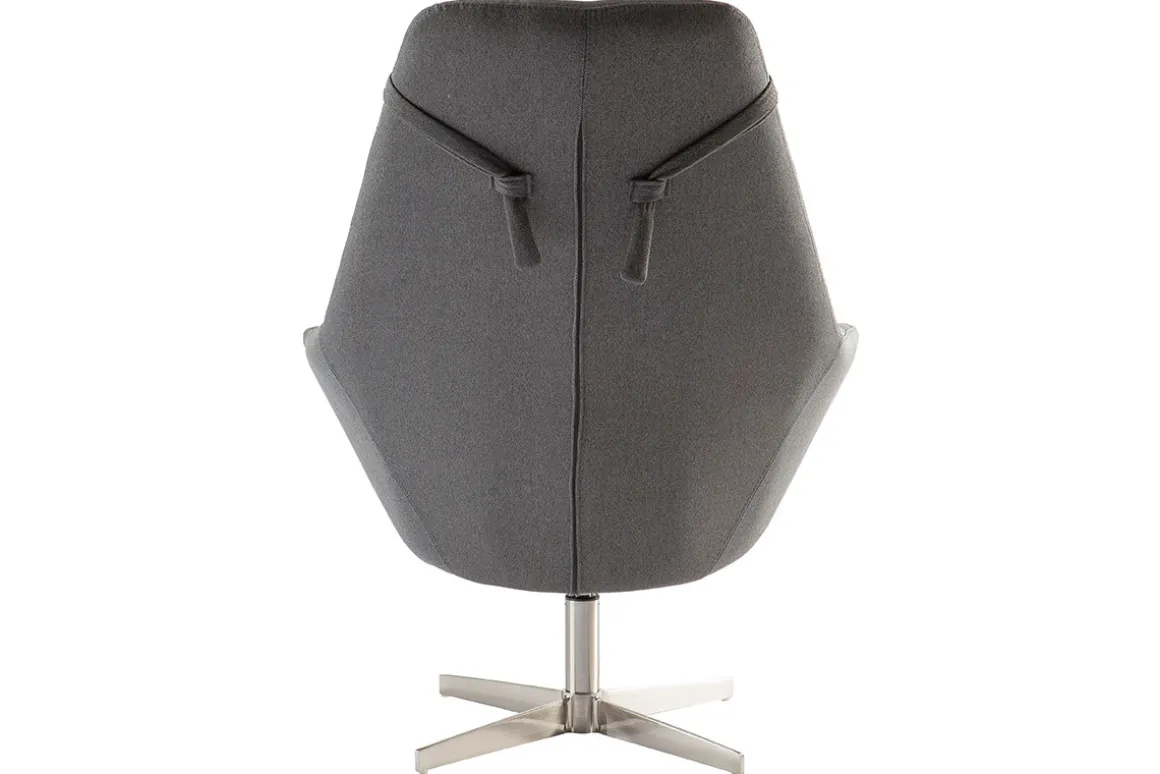 Miliboo Fauteuil Design|Voir Tous Les Fauteuils-Fauteuil pivotant design en tissu gris foncé et acier chromé AMADEO