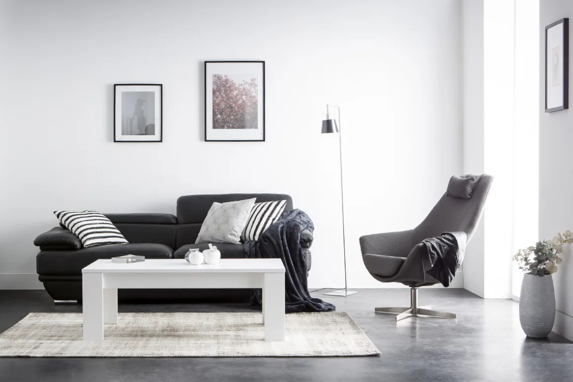 Miliboo Fauteuil Design|Voir Tous Les Fauteuils-Fauteuil pivotant design en tissu gris foncé et acier chromé AMADEO