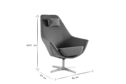 Miliboo Fauteuil Design|Voir Tous Les Fauteuils-Fauteuil pivotant design en tissu gris foncé et acier chromé AMADEO