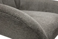 Miliboo Fauteuil Design|Voir Tous Les Fauteuils-Fauteuil pivotant design en tissu effet velours texuré gris et métal noir KING