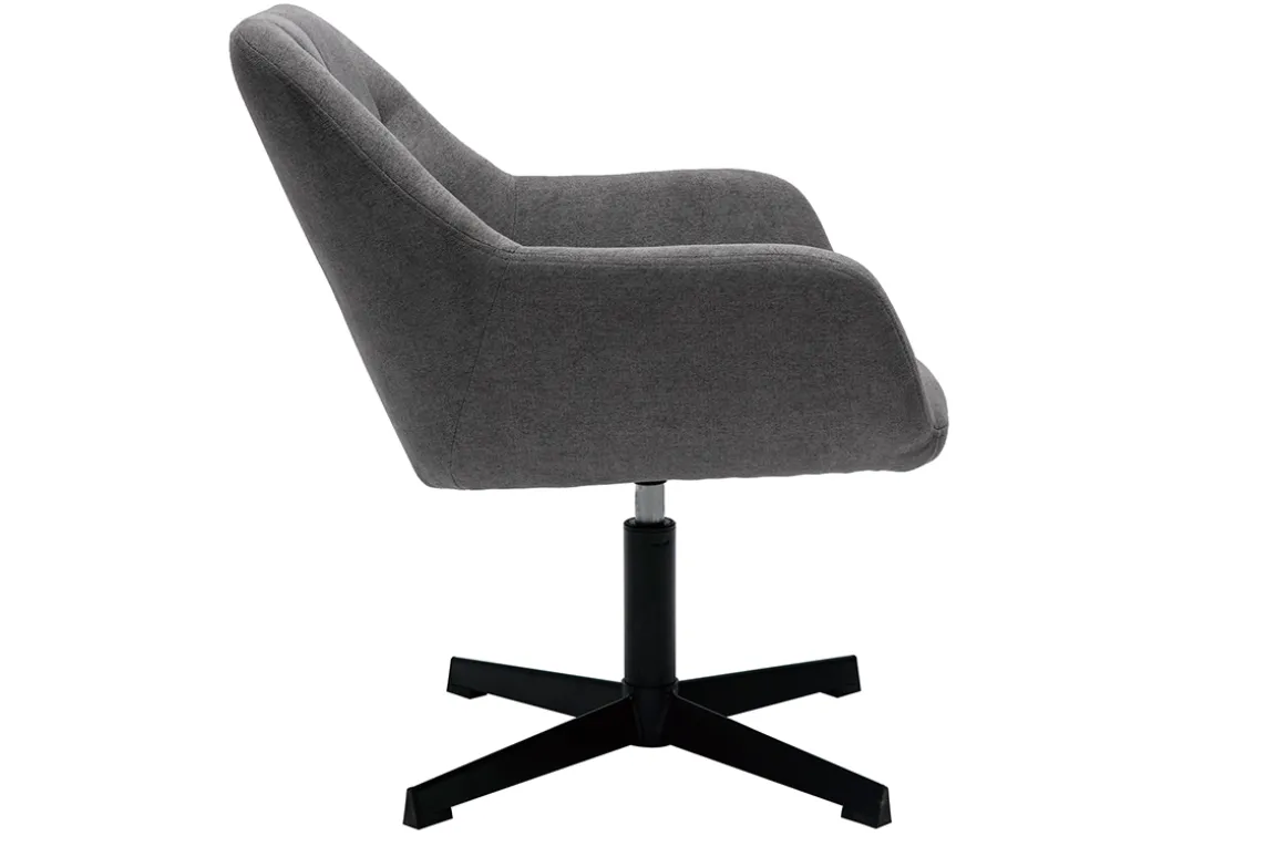 Miliboo Fauteuil Design|Voir Tous Les Fauteuils-Fauteuil pivotant design en tissu effet velours gris et métal noir DARWIN