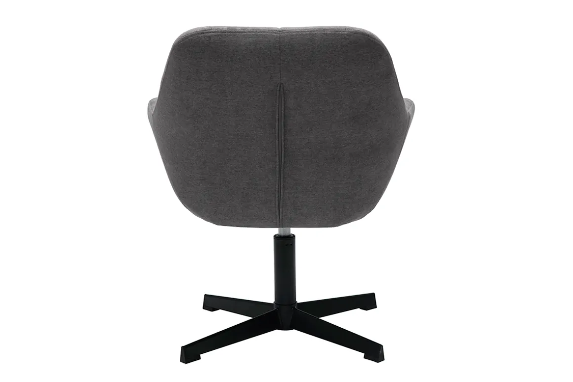 Miliboo Fauteuil Design|Voir Tous Les Fauteuils-Fauteuil pivotant design en tissu effet velours gris et métal noir DARWIN