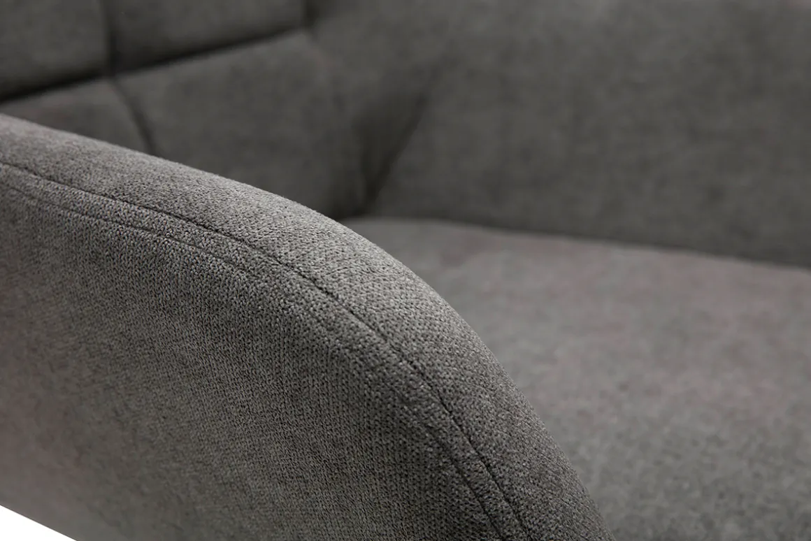 Miliboo Fauteuil Design|Voir Tous Les Fauteuils-Fauteuil pivotant design en tissu effet velours gris et métal noir DARWIN