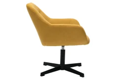 Miliboo Fauteuil Design|Voir Tous Les Fauteuils-Fauteuil pivotant design en tissu effet velours jaune moutarde et métal noir DARWIN