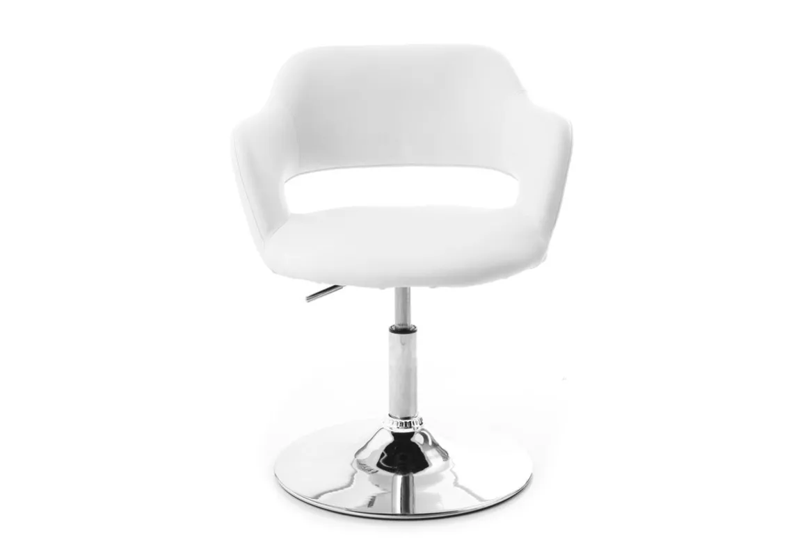 Miliboo Fauteuil Design|Voir Tous Les Fauteuils-Fauteuil pivotant design blanc et acier chromé JESSY