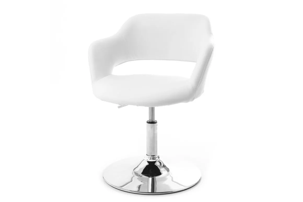 Miliboo Fauteuil Design|Voir Tous Les Fauteuils-Fauteuil pivotant design blanc et acier chromé JESSY