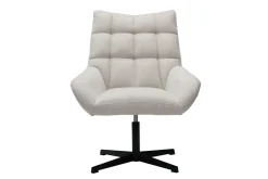 Miliboo Fauteuil Design|Voir Tous Les Fauteuils-Fauteuil pivotant design en tissu effet velours texuré beige et métal noir KING