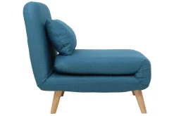 Miliboo Fauteuil Design|Voir Tous Les Fauteuils-Fauteuil scandinave convertible en tissu bleu canard AMIKO