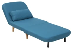 Miliboo Fauteuil Design|Voir Tous Les Fauteuils-Fauteuil scandinave convertible en tissu bleu canard AMIKO