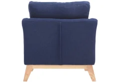 Miliboo Fauteuil Design|Voir Tous Les Fauteuils-Fauteuil scandinave déhoussable en tissu bleu foncé et bois clair OSLO