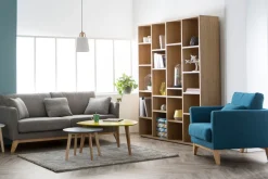 Miliboo Fauteuil Design|Voir Tous Les Fauteuils-Fauteuil scandinave déhoussable en tissu rose et bois clair OSLO