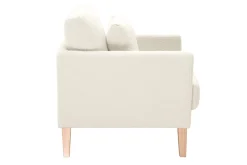 Miliboo Fauteuil Design|Voir Tous Les Fauteuils-Fauteuil scandinave déhoussable en tissu effet laine bouclée blanc cassé et bois clair OSLO