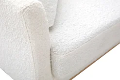 Miliboo Fauteuil Design|Voir Tous Les Fauteuils-Fauteuil scandinave déhoussable en tissu effet laine bouclée blanc cassé et bois clair OSLO