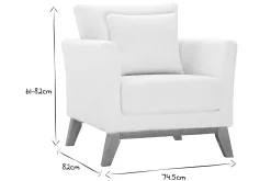 Miliboo Fauteuil Design|Voir Tous Les Fauteuils-Fauteuil scandinave déhoussable en tissu effet laine bouclée blanc cassé et bois clair OSLO